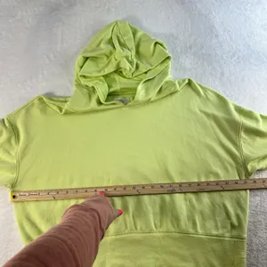 Aerie Offline XL Cropped Boxy Hoodie Lime Neon Green Pullover Sweatshirt Women thumbnail 11