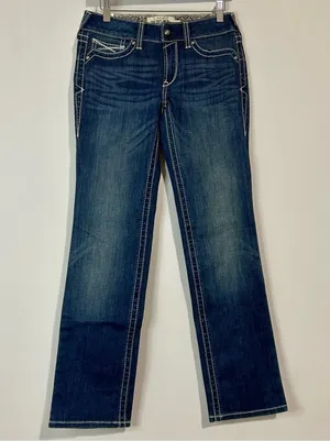Ariat Women’s REAL Mid Rise Straight Denim Jeans Medium Blue Wash Size 26 R NWT thumbnail 1
