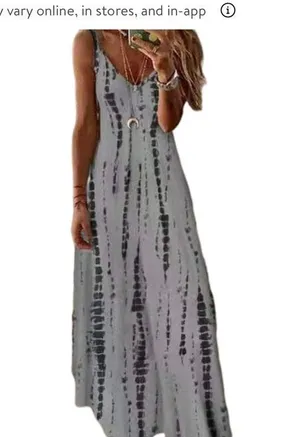 V Neck loose maxi dress Gray Size XXL thumbnail 1