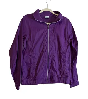 Columbia Windbreaker Jacket Womens M Purple Full Zip Hooded Outdoor XL3156 thumbnail 1
