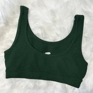 MADEWELL Bralette Womens Size Large Waffle Knit Cozy Comfy Forest Green Casual thumbnail 3