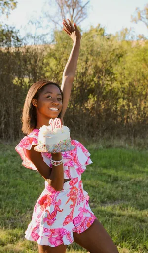 Pink Orange Shein Set Floral Two-Piece Skirt thumbnail 1