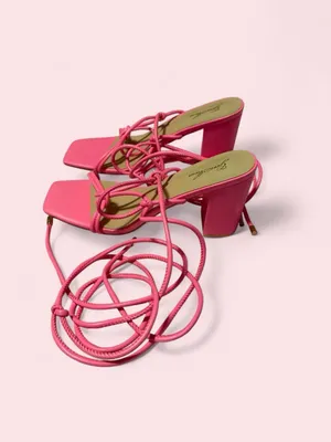 Source Unknown Hot Pink Strappy Block Heel Sandals thumbnail 7