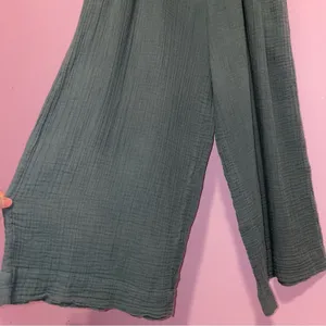 Free People Teal Cotton Gauze Jumpsuit Women Size S One Piece Boho Beach Lounge thumbnail 4