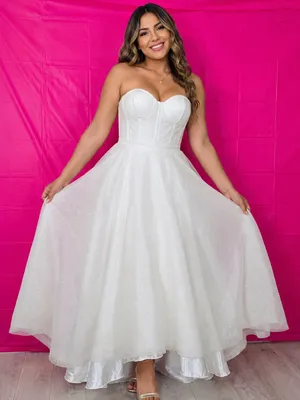 Gianni Bini Sparkling White Strapless Sweetheart A-Line Dress thumbnail 1