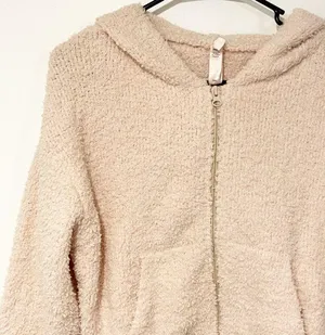 Kim Kardashian SKIMS Size Small/Medium Cream Cozy Knit Zip Up Hoodie thumbnail 2