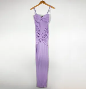 Nookie Crystal Studded Embellished Mesh Stretch Maxi Dress Lilac Purple Small thumbnail 1