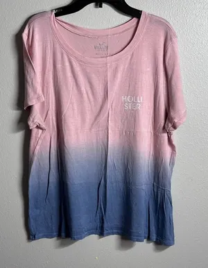 Hollister Women Blue/Pink Casual‎ tie dye shirt size L thumbnail 1