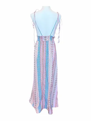 Lulus Maxi Dress Size Medium Pink Multi Print Boho Sleeveless Tie-Strap Resort thumbnail 5