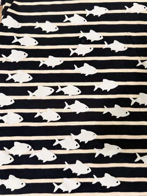 J.Crew Fishy Collector Tee XL Navy‎ Stripe Fish Print Cotton Coastal Top thumbnail 9