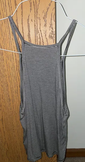 American Eagle Stretchy Black & White Stripe Tank thumbnail 3