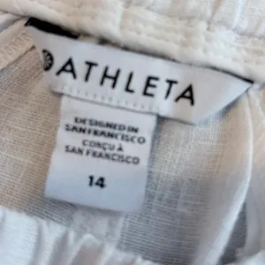 Athleta Cabo Linen Wide Leg‎ Pant White Drawstring Elastic Waist 14 thumbnail 3