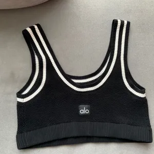 Alo Yoga Tennis Club Sweater Knit Bra Black/Ivory S thumbnail 4