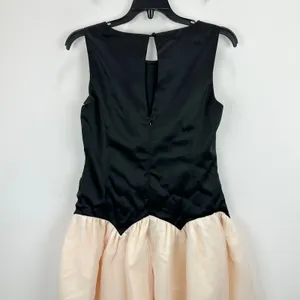 Lulus Contemporary Elegance Black and Cream Satin Tulle Midi Dress Large NWT thumbnail 9