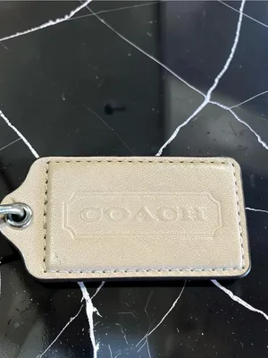 Coach Leather Key Tag in Beige and Silver Hardware thumbnail 7