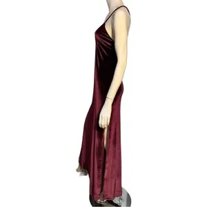 NBD Women’s S Burgundy Wine Velvet In the Deep Slit Sides Low Back Maxi Dress thumbnail 6