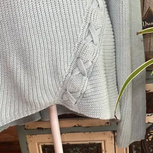 Ana Crewneck Sweater Criss-Cross Sleeve Detail Size XL Light Blue thumbnail 3