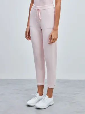 Anselmi Drawstring Waist Knit Pants With Italian Hem Light Pink thumbnail 2