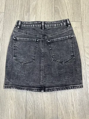 Garage Washed Black Mini Skirt XS Front Zipper thumbnail 2