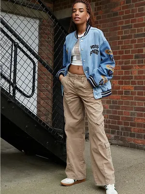 iets frans Blue Denim Embroidered Varsity Jacket Size XS thumbnail 4