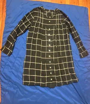 Madewell Women's Black and White Windowpane Print Collarless Button-Front Shirtd thumbnail 2