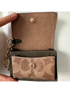 Coach Klare Bag Charm With Signature Canvas NWT Suede/Gold/Army Green/Tan thumbnail 6