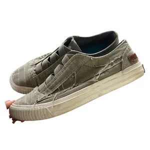 Blowfish Malibu Play Sneakers Women 8 Olive Green Distressed Canvas Slip On Boho thumbnail 2
