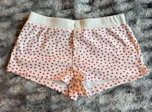Shein Sleep Shorts White with Red Hearts M thumbnail 1