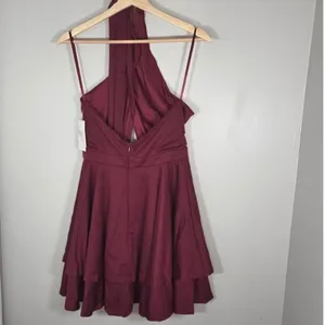 Alyce Paris Kalani Hilliker Burgundy Halter Keyhole Homecoming Dress M NWT thumbnail 3