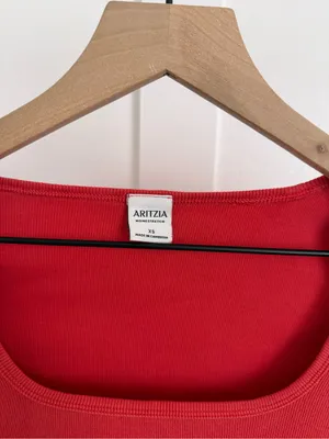 Aritzia Homestretch Scoop Neck Short Sleeve Shirt Red thumbnail 2