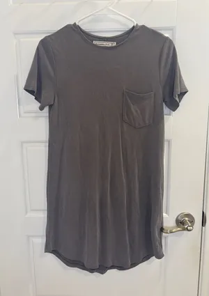 Abercrombie & Fitch Gray Pocket T-Shirt Dress XS Soft Casual Mini thumbnail 1