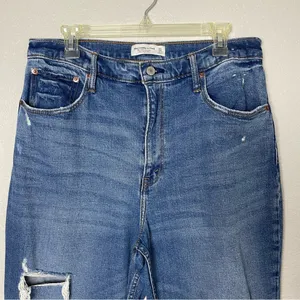 Abercrombie & Fitch Ankle Straight Ultra High Rise Blue Jeans Size 14 Long thumbnail 3