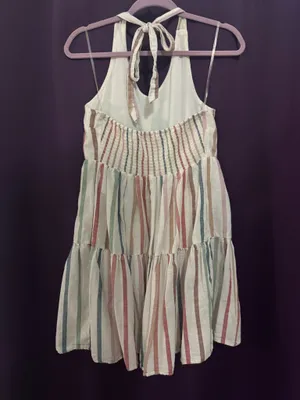 American Eagle Striped Halter Dress Linen thumbnail 3