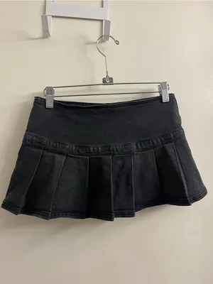 BDG Shaina Micro Mini Skort in Black Denim Size XS thumbnail 8
