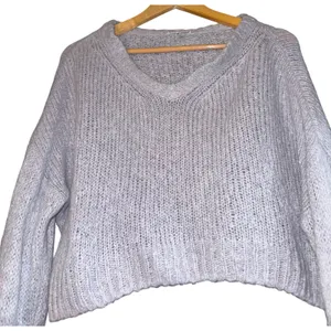 Reformation Wenda Merino Wool Alpaca Blend Crop Sweater Women's M Gray Soft Cozy thumbnail 2