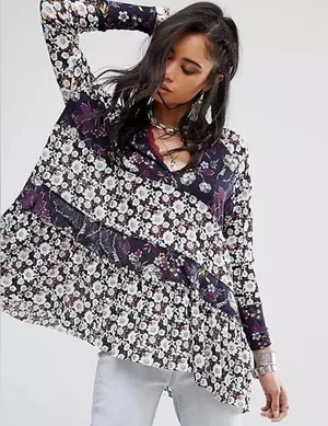 Free People Boho Chic Floral Tunic Top thumbnail 2
