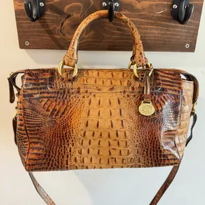 Brahmin Croc Embossed Leather Satchel Bag in‎ Toasted Pecan Melbourne thumbnail 2