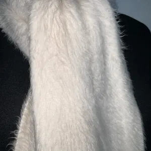Cejon Cream Faux Fur Fuzzy Super Soft Fringe Winter Scarf 9x36 thumbnail 2