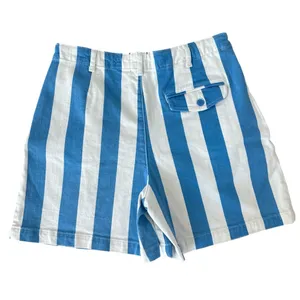 Anthropologie Blue and White Vertical Stripe High-Rise Shorts thumbnail 3