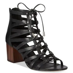 ALDO Myssi Lace-up Block Heel Sandals Strappy Ankle Open Toe Black Gladiator 9 thumbnail 1