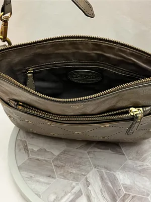 Fossil Issue No. 1954 Brown Leather Crossbody Bag Grommet Studded Purse thumbnail 9