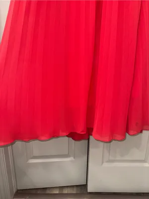 BHLDN Rosie High-Neck Pleated Chiffon Maxi Dress Red Gown Size small thumbnail 8