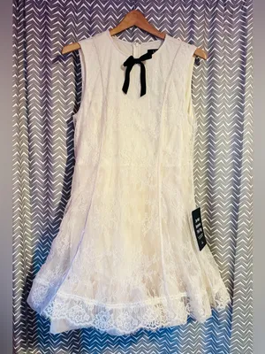 NWT LULUS | Charmaine Cream Lace Sleeveless Skater Mini Dress, XL thumbnail 4