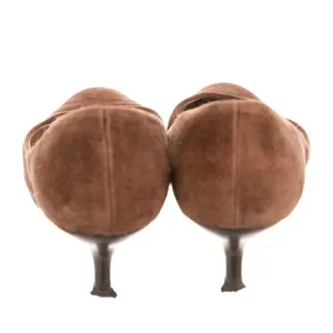 Salvatore Ferragamo Brown Suede Round Toe Kitten Heel Pumps thumbnail 4