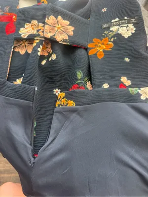 Zara Navy Midi Dress with Red, Pink & Orange Floral Print thumbnail 5