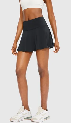 Black Pleated Tennis Pickle Ball Golf Active Skort w pockets thumbnail 1