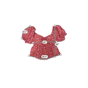 Billabong Boho floral Puff Sleeve Smocked Peplum Top Coral Pink Cottagecore L thumbnail 4