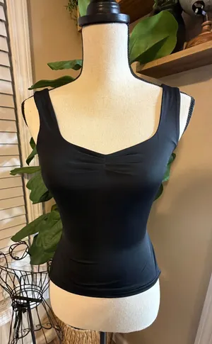 Princess Polly Black Ruched Scoop Tank thumbnail 1