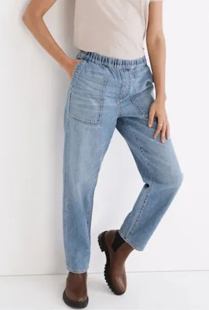Madewell Pull-On Relaxed Jeans Large Beswick Wash High Rise Cotton Hemp NG366 thumbnail 1