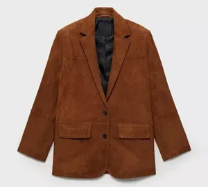 Mango Brown 100% Genuine Suede Leather Blazer Jacket – Women’s Size S– NWT thumbnail 1